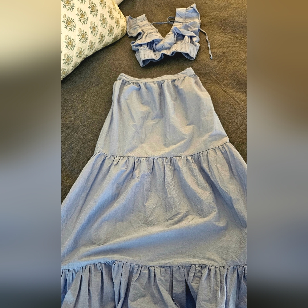 two piece crop and maxi skirt set